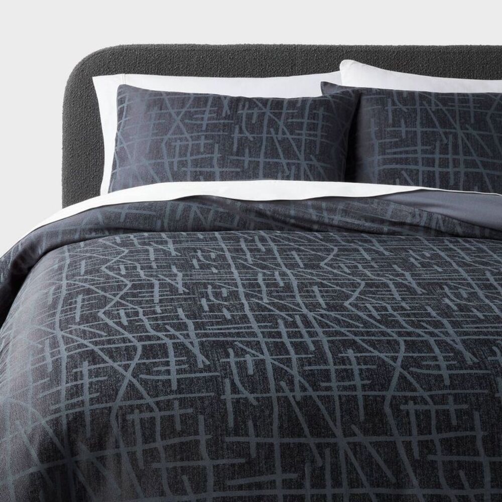 King 3pc Luxe 240TC Cotton Blend Jacquard Duvet Cover Set - Blue